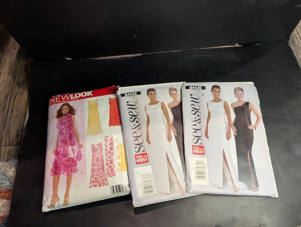 Lot of 3 vintage sewing patterns dresses